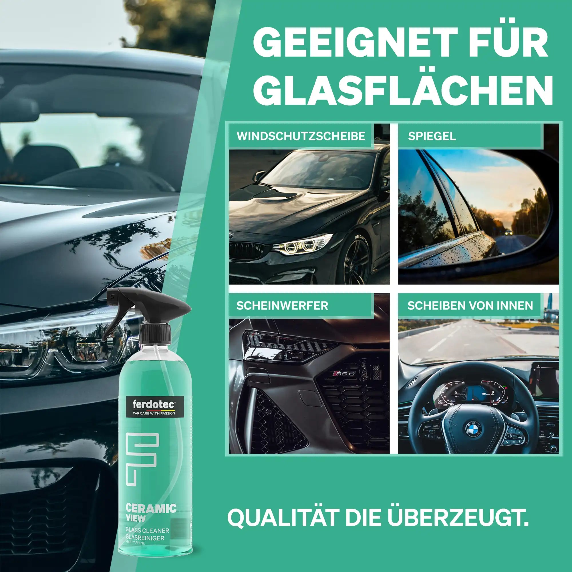 Ceramic View Glasreiniger 750ml Microfaser Set
