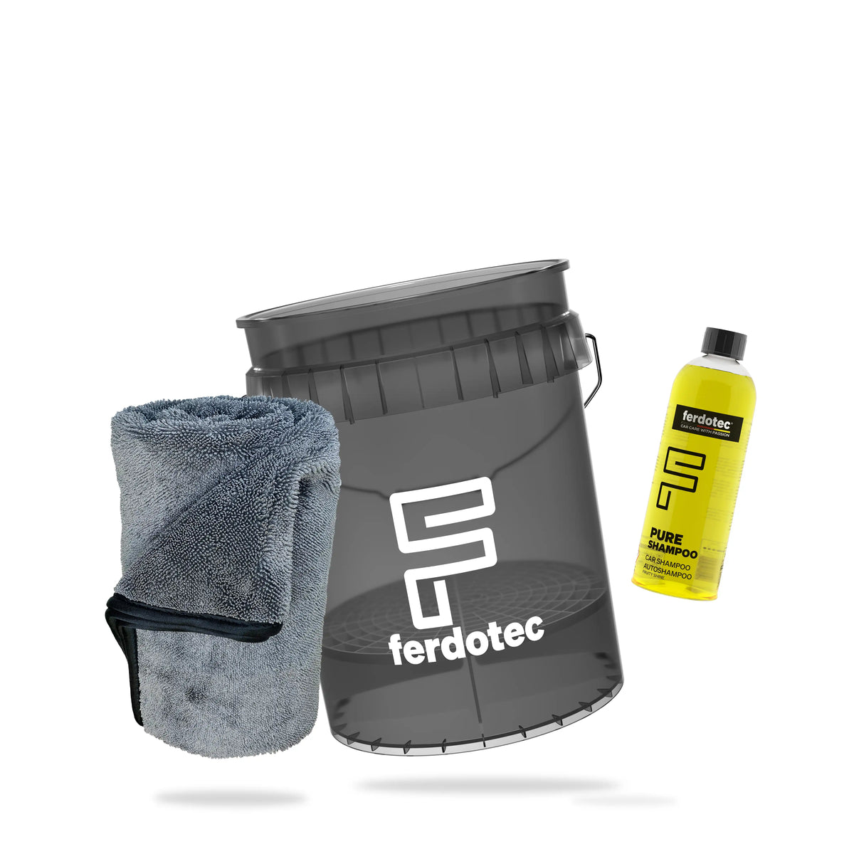 Just Wash Set Schwarz – Autopflege Eimer, Shampoo & Tuch | ferdotec